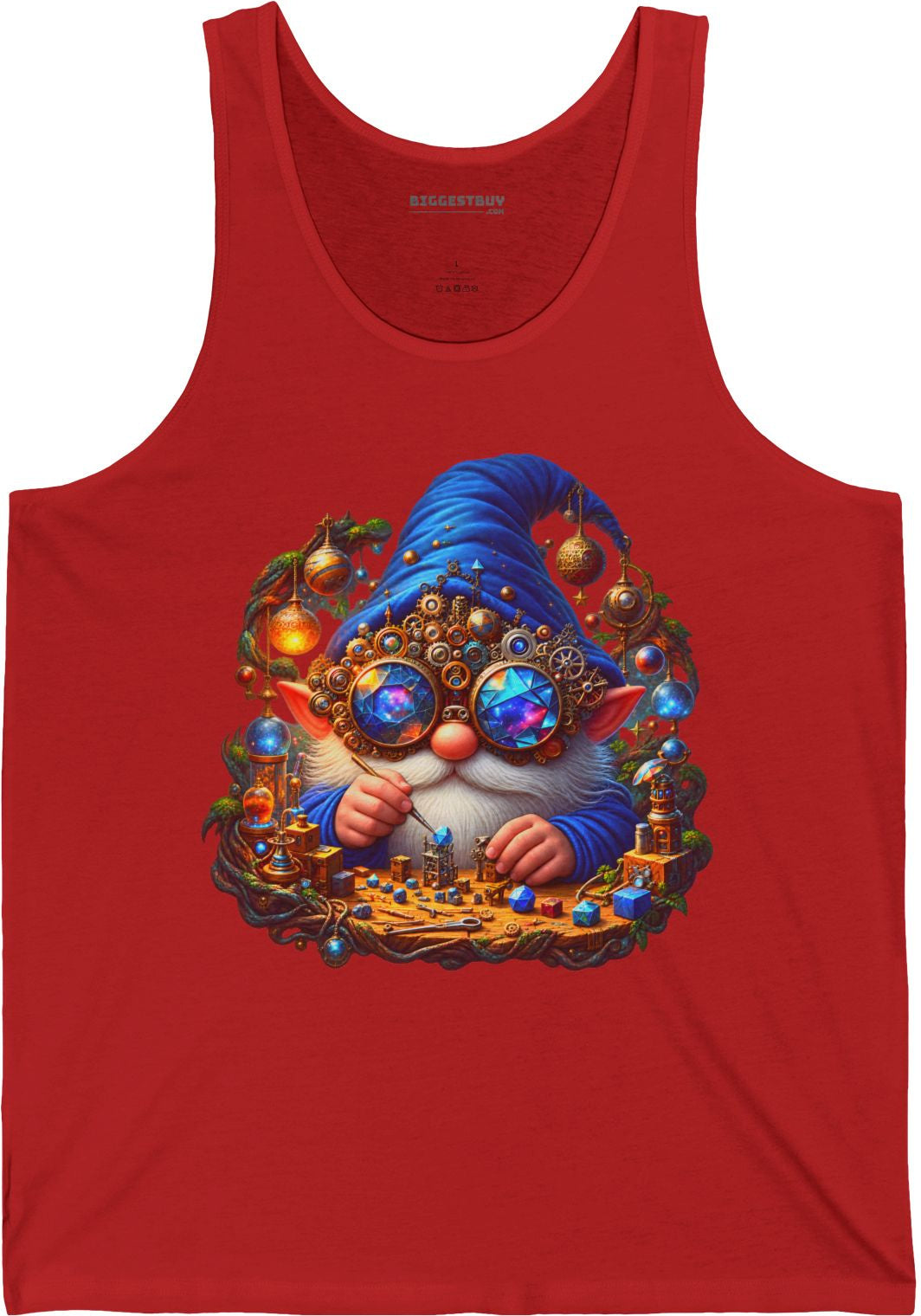 Gnome Of - Jersey Tank Top in Red, front view
