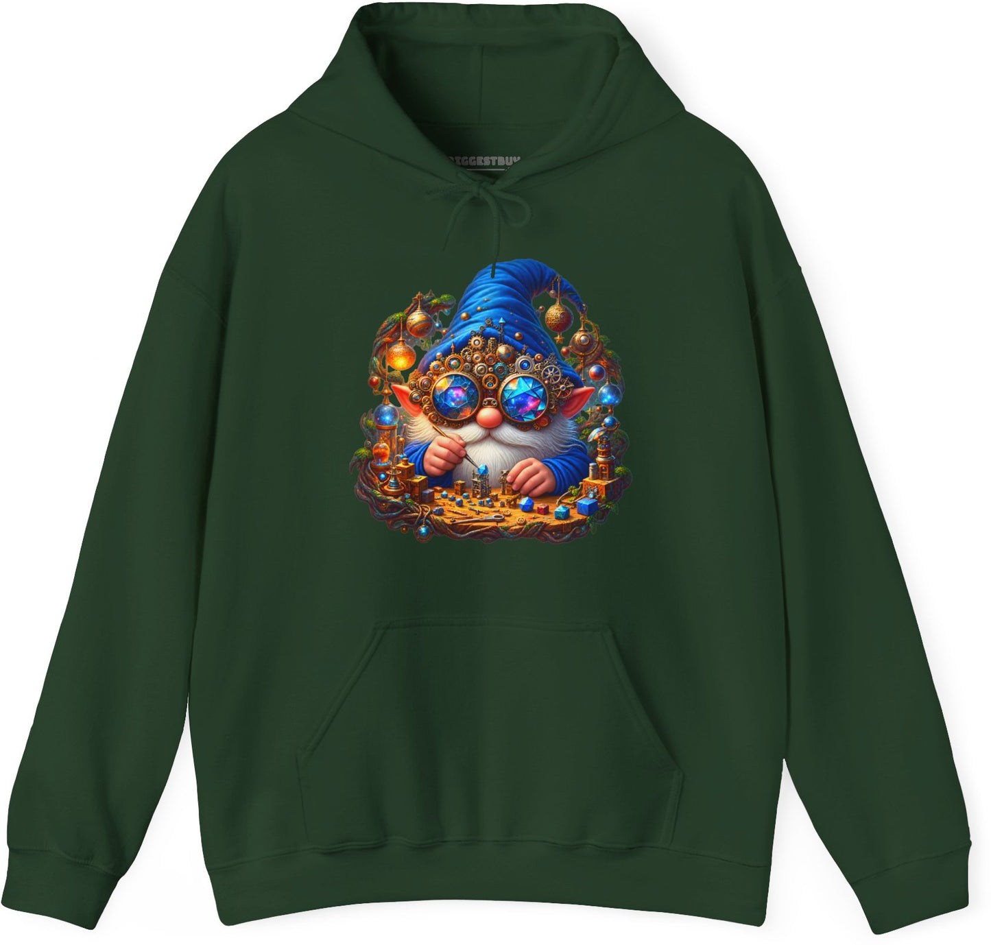 Gnome Of - Pullover Hoodie in Forest Green, front view