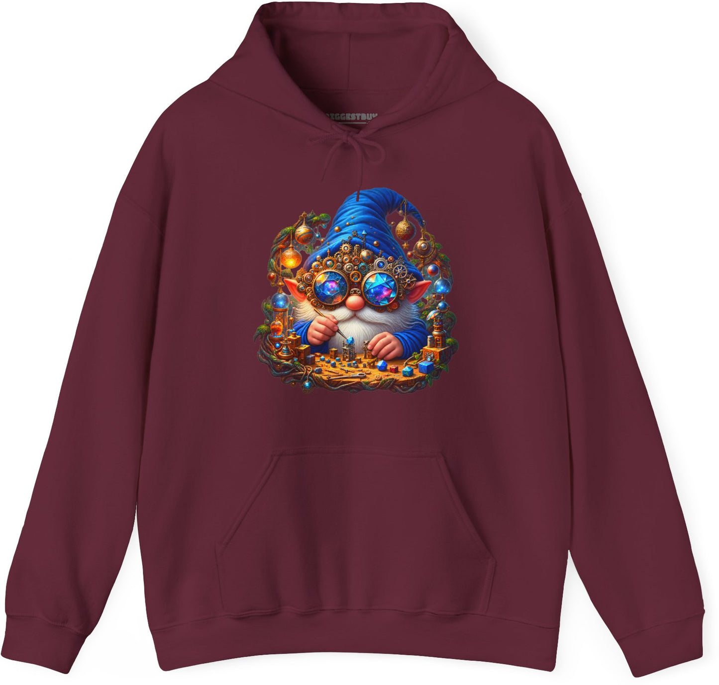 Gnome Of - Pullover Hoodie in Maroon, front view