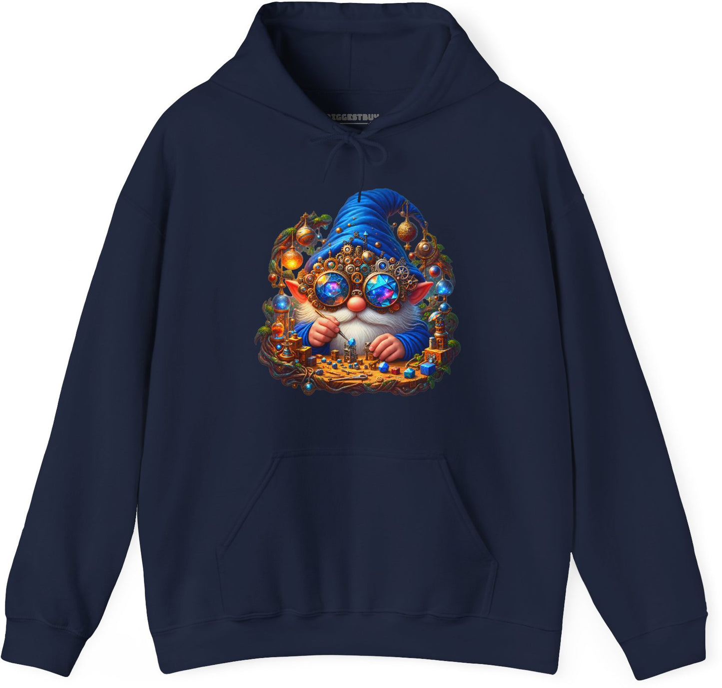 Gnome Of - Pullover Hoodie in Navy, front view
