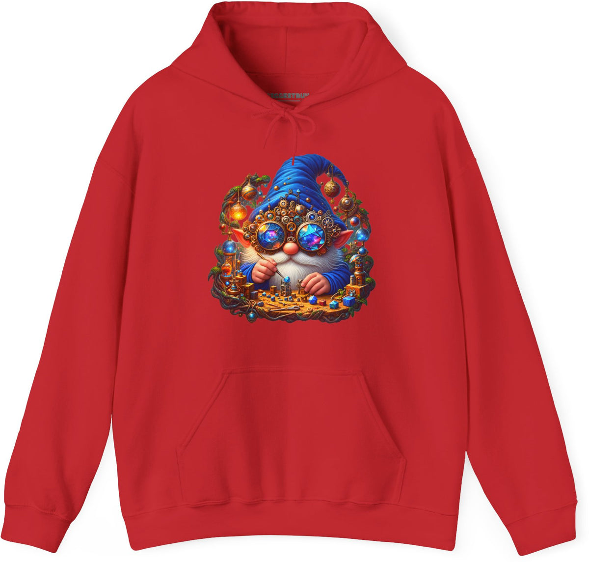 Gnome Of - Pullover Hoodie in Red, front view