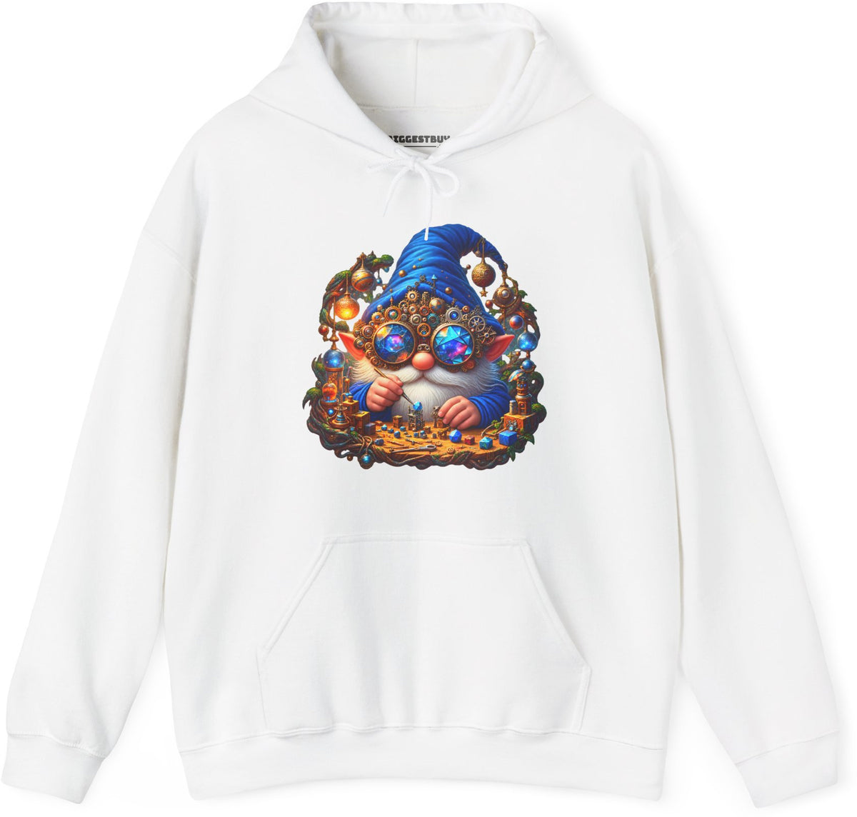 Gnome Of - Pullover Hoodie in White, front view