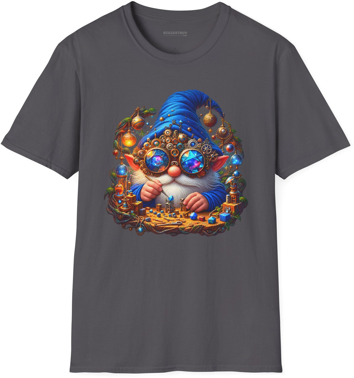 Gnome Of - Softstyle T-Shirt in Charcoal, front view