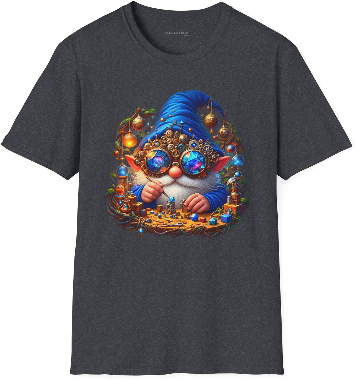 Gnome Of - Softstyle T-Shirt in Dark Heather Grey, front view