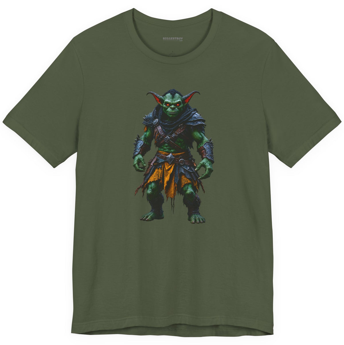 Goblin Rogue - Classic Jersey Tee in Military Green, front view
