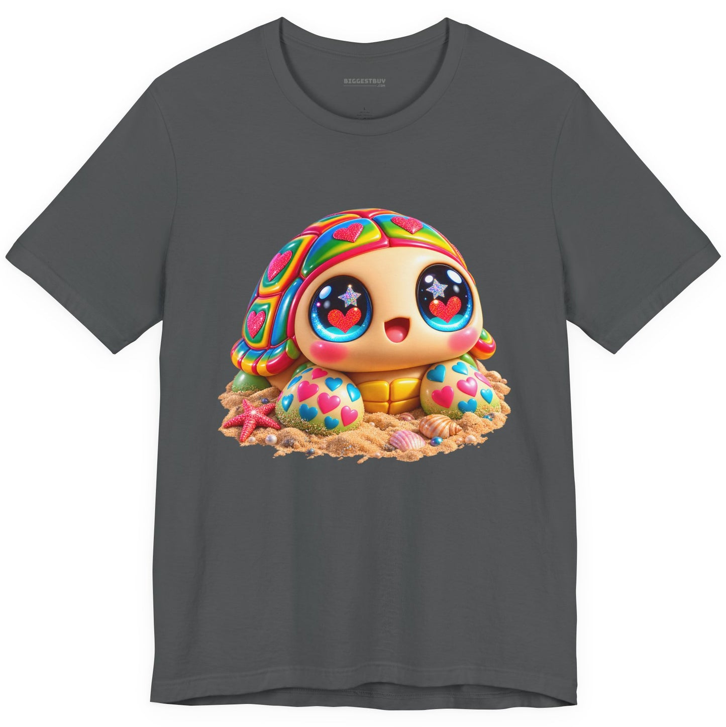 Heart-Tastic Shellie - Classic Jersey Tee in Asphalt, front view