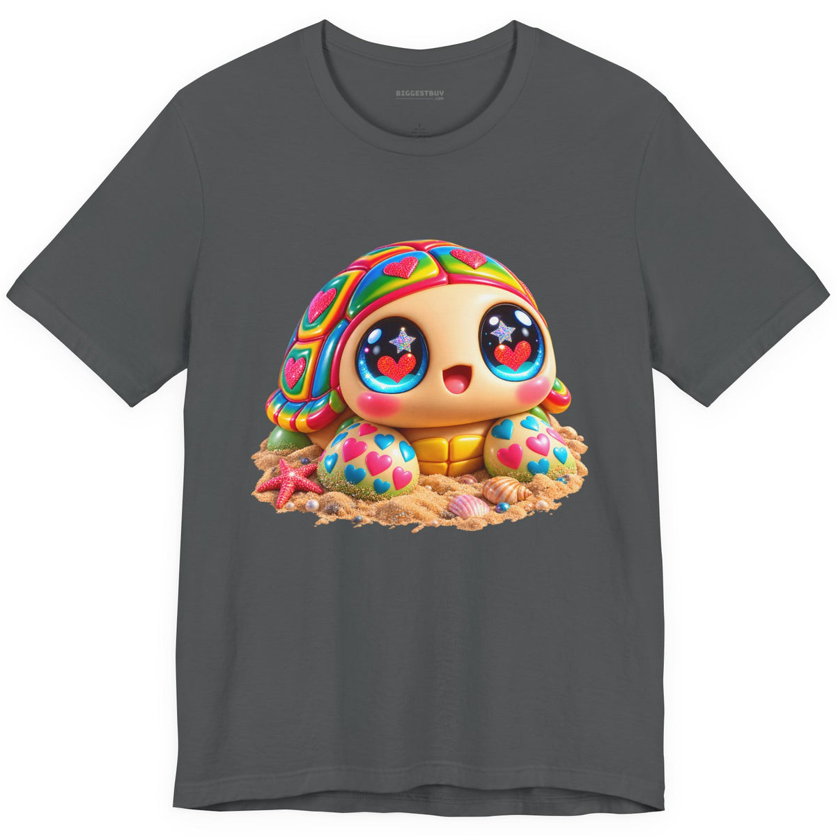 Heart-Tastic Shellie - Classic Jersey Tee in Asphalt, front view