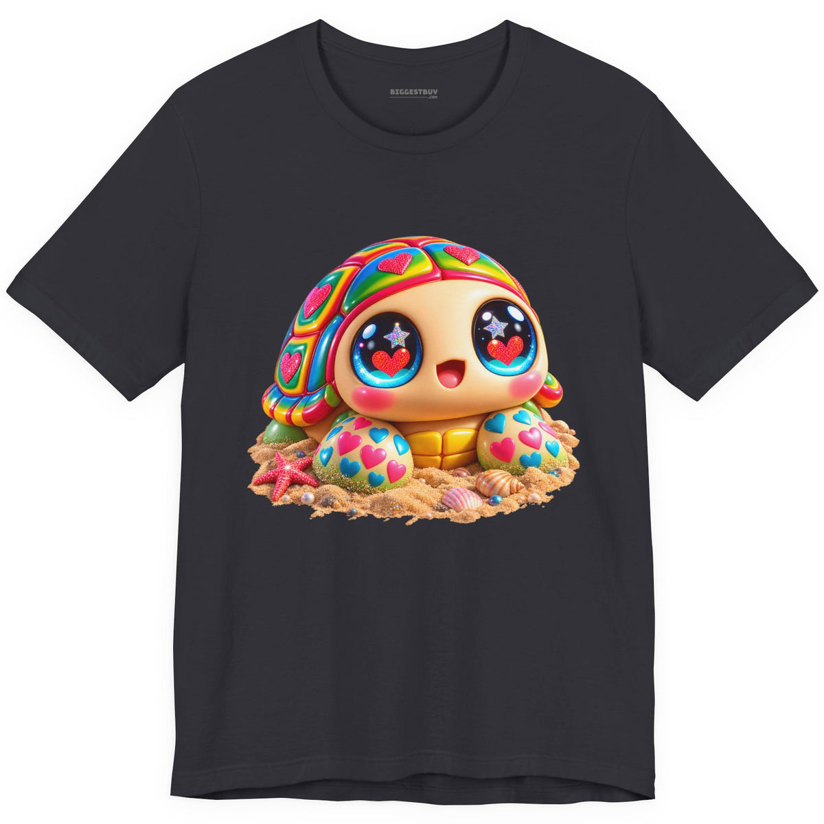 Heart-Tastic Shellie - Classic Jersey Tee in Dark Grey, front view