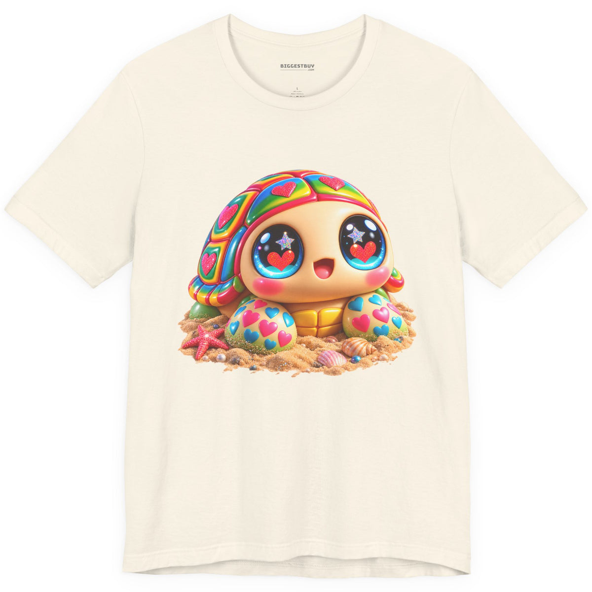 Heart-Tastic Shellie - Classic Jersey Tee in Natural, front view