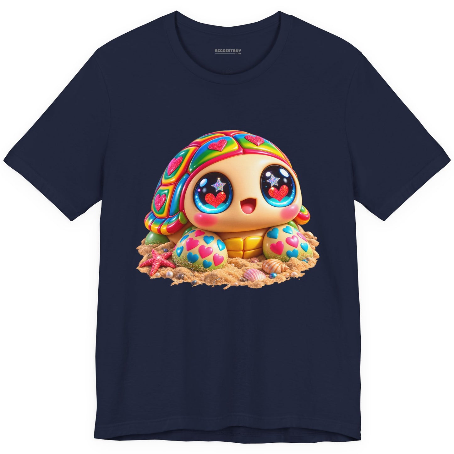 Heart-Tastic Shellie - Classic Jersey Tee in Navy, front view