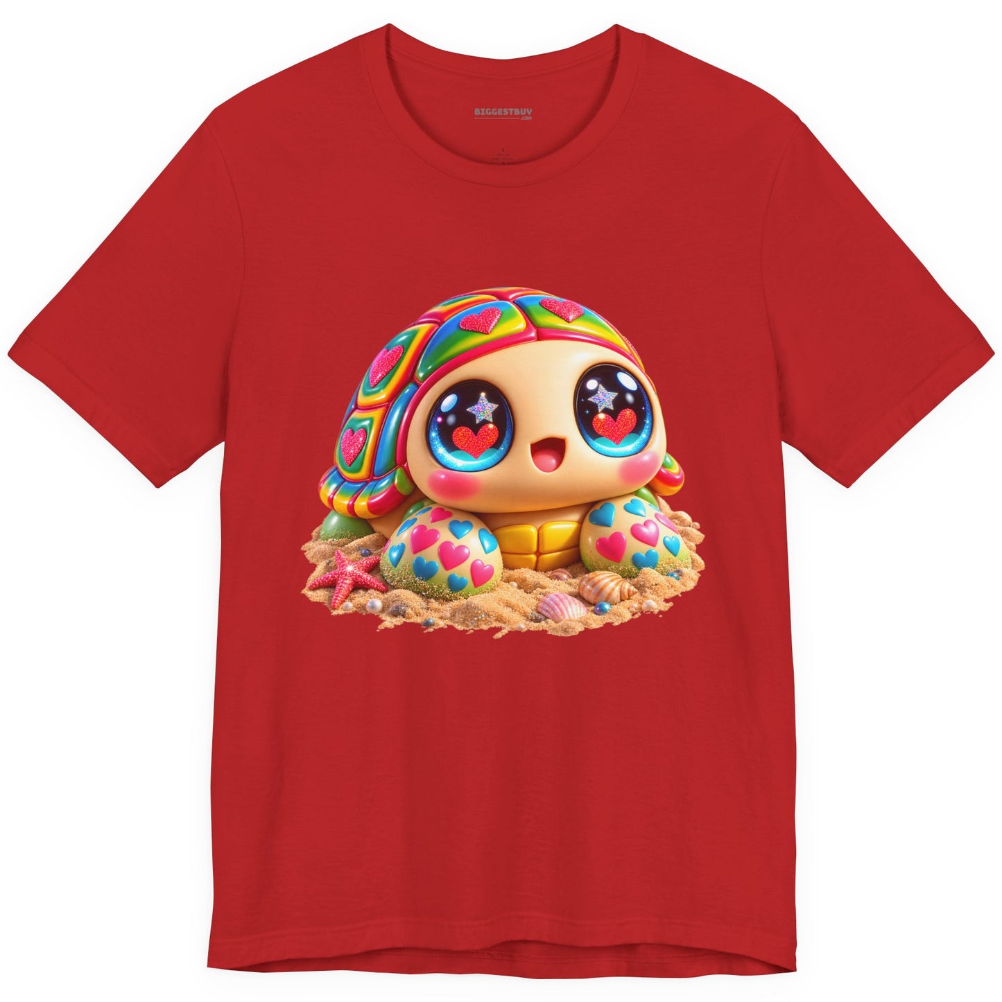 Heart-Tastic Shellie - Classic Jersey Tee in Red, front view