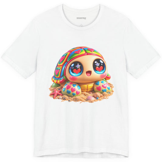Heart-Tastic Shellie - Classic Jersey Tee in White, front view