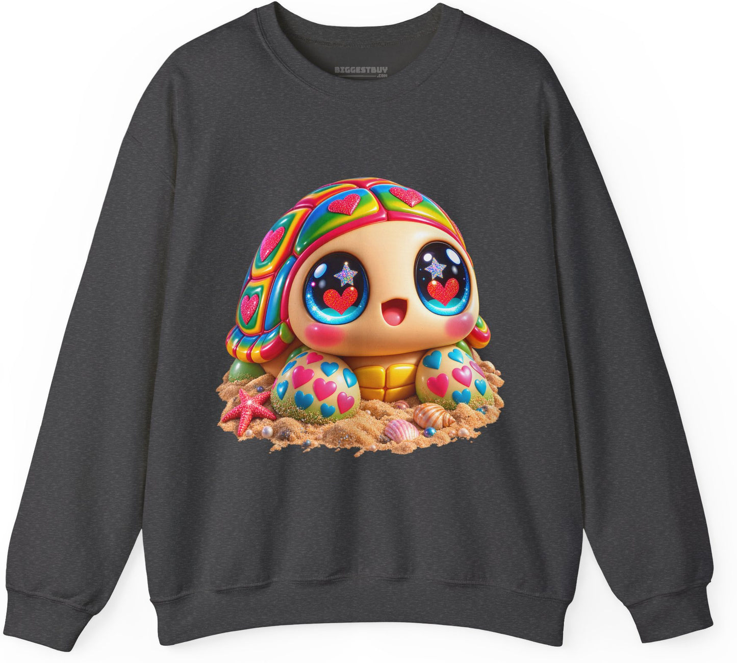 Heart-Tastic Shellie - Crewneck Sweatshirt in Dark Heather, front view