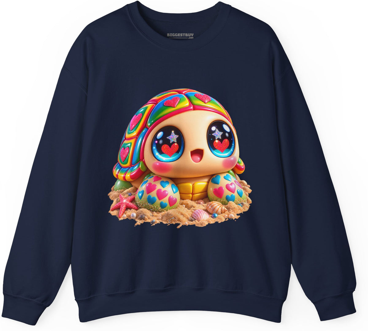 Heart-Tastic Shellie - Crewneck Sweatshirt in Navy, front view