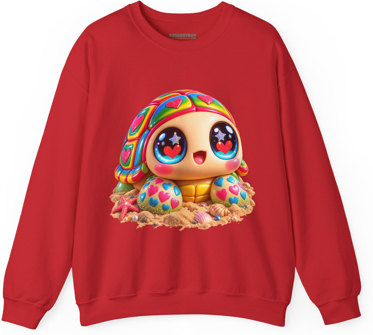 Heart-Tastic Shellie - Crewneck Sweatshirt in Red, front view