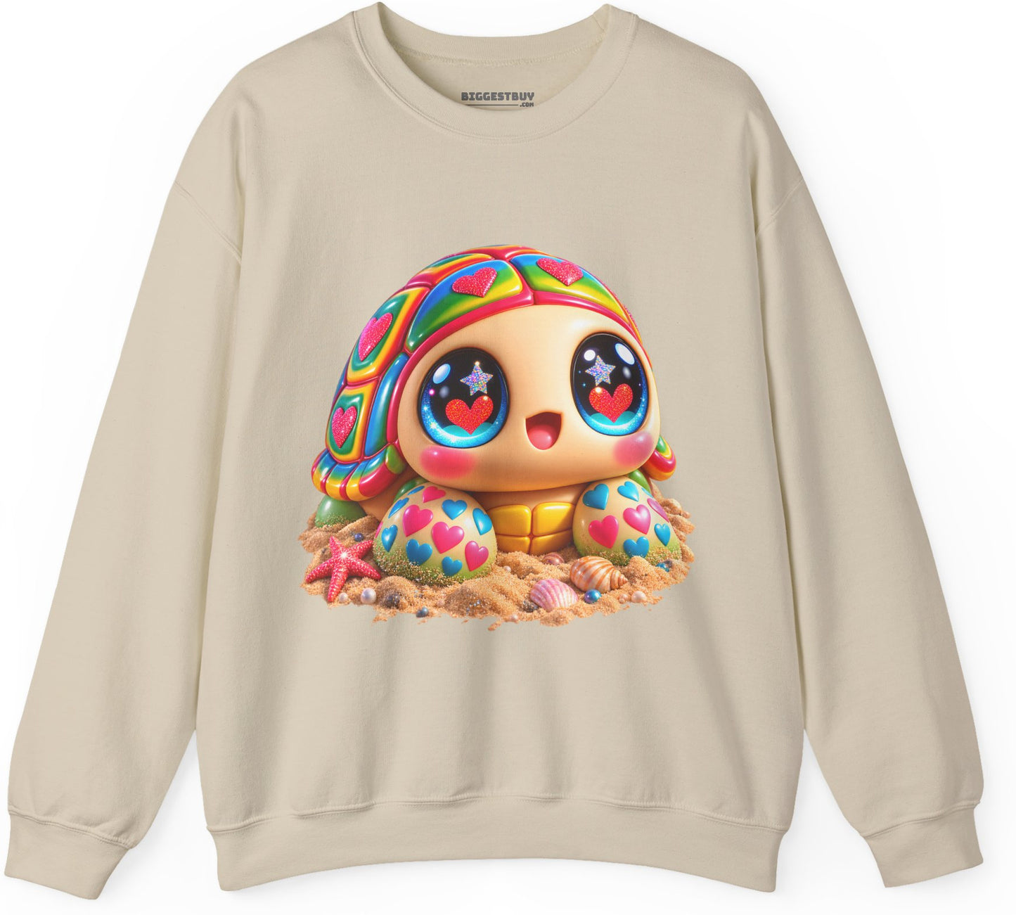 Heart-Tastic Shellie - Crewneck Sweatshirt in Sand, front view