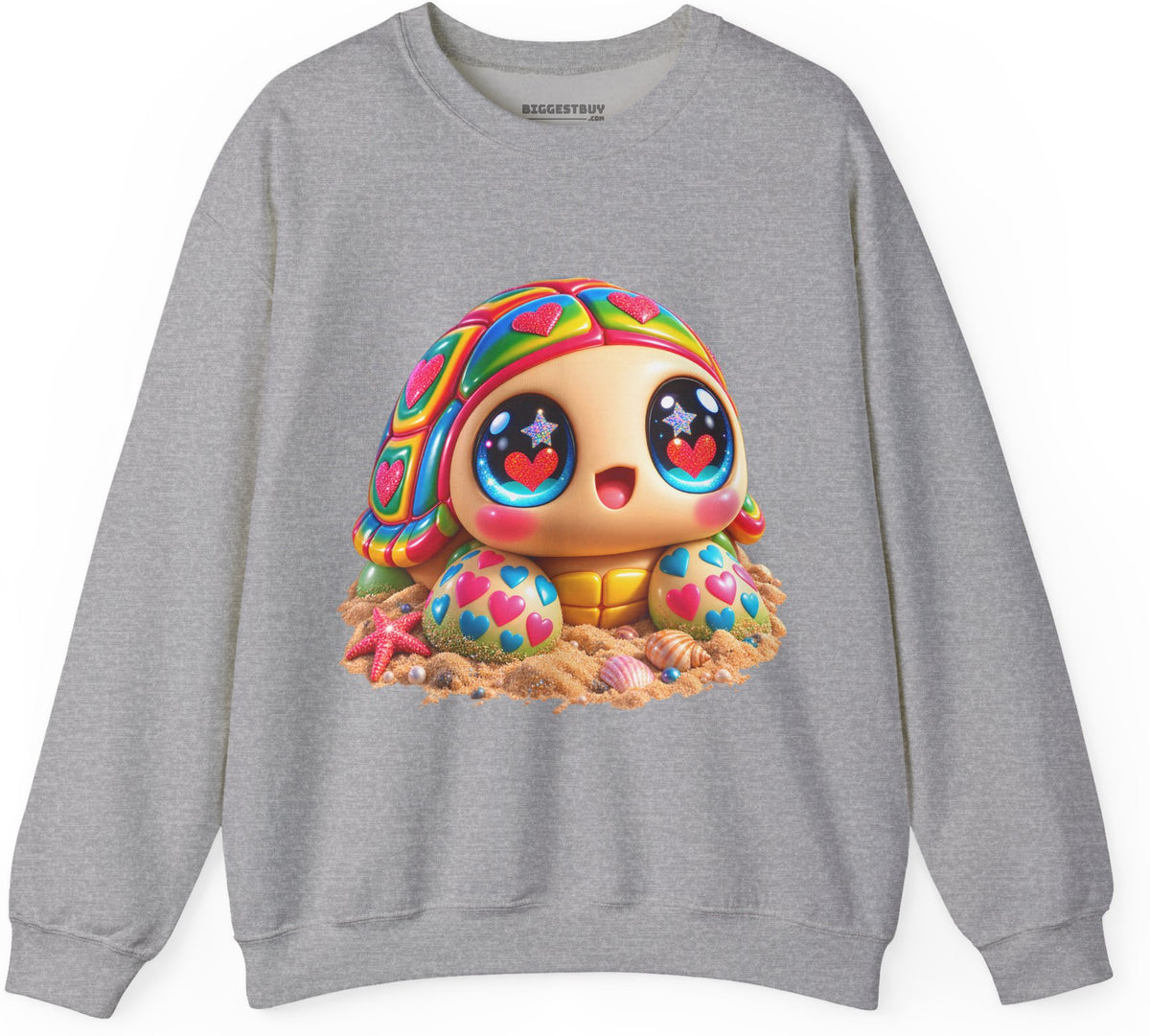Heart-Tastic Shellie - Crewneck Sweatshirt in Sport Grey, front view