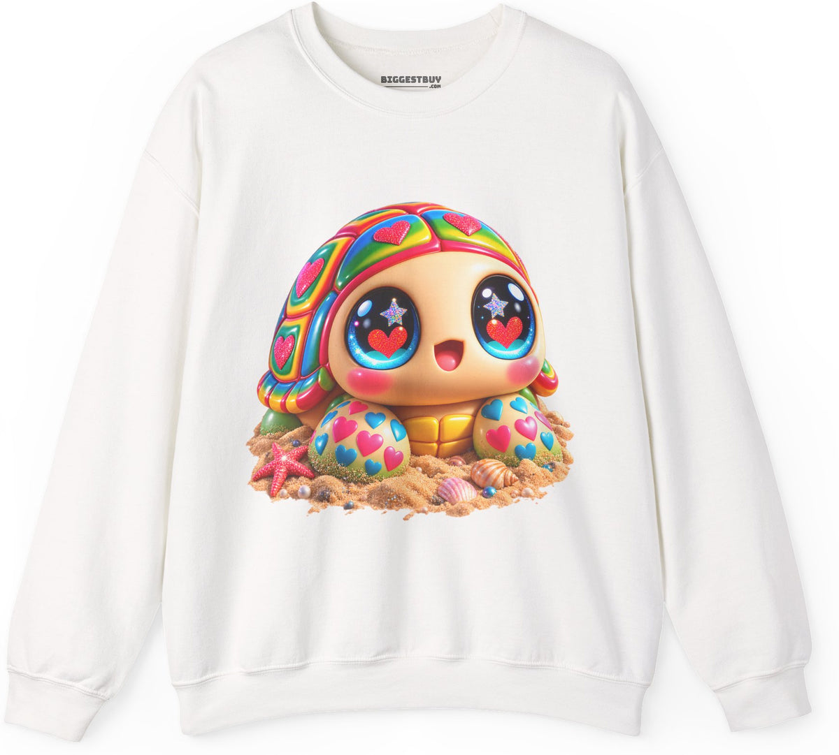 Heart-Tastic Shellie - Crewneck Sweatshirt in White, front view