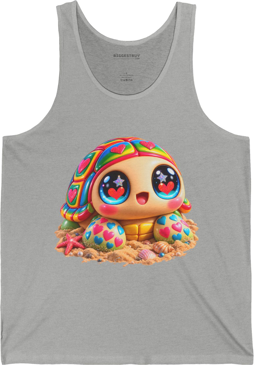 Heart-Tastic Shellie - Jersey Tank Top in Athletic Heather, front view