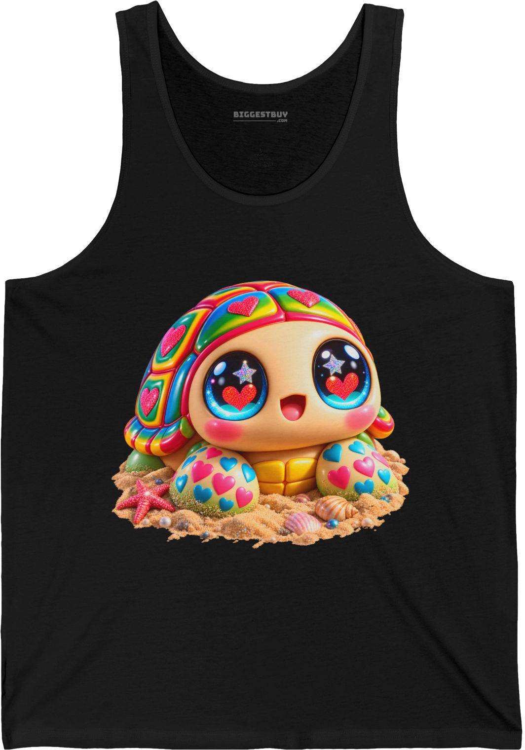 Heart-Tastic Shellie - Jersey Tank Top in Black, front view