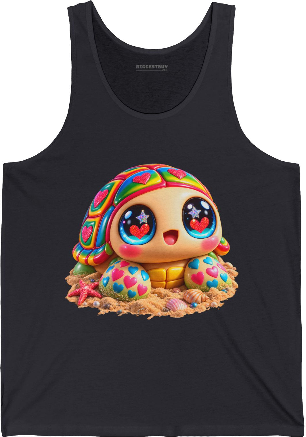 Heart-Tastic Shellie - Jersey Tank Top in Dark Grey, front view