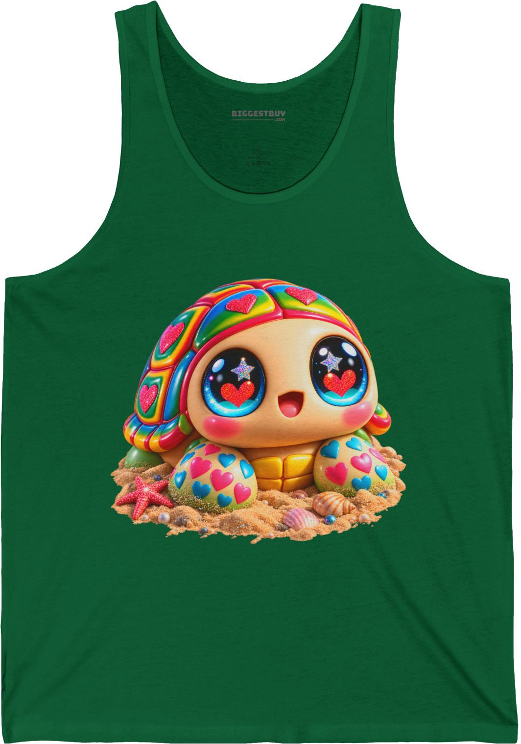 Heart-Tastic Shellie - Jersey Tank Top in Kelly, front view