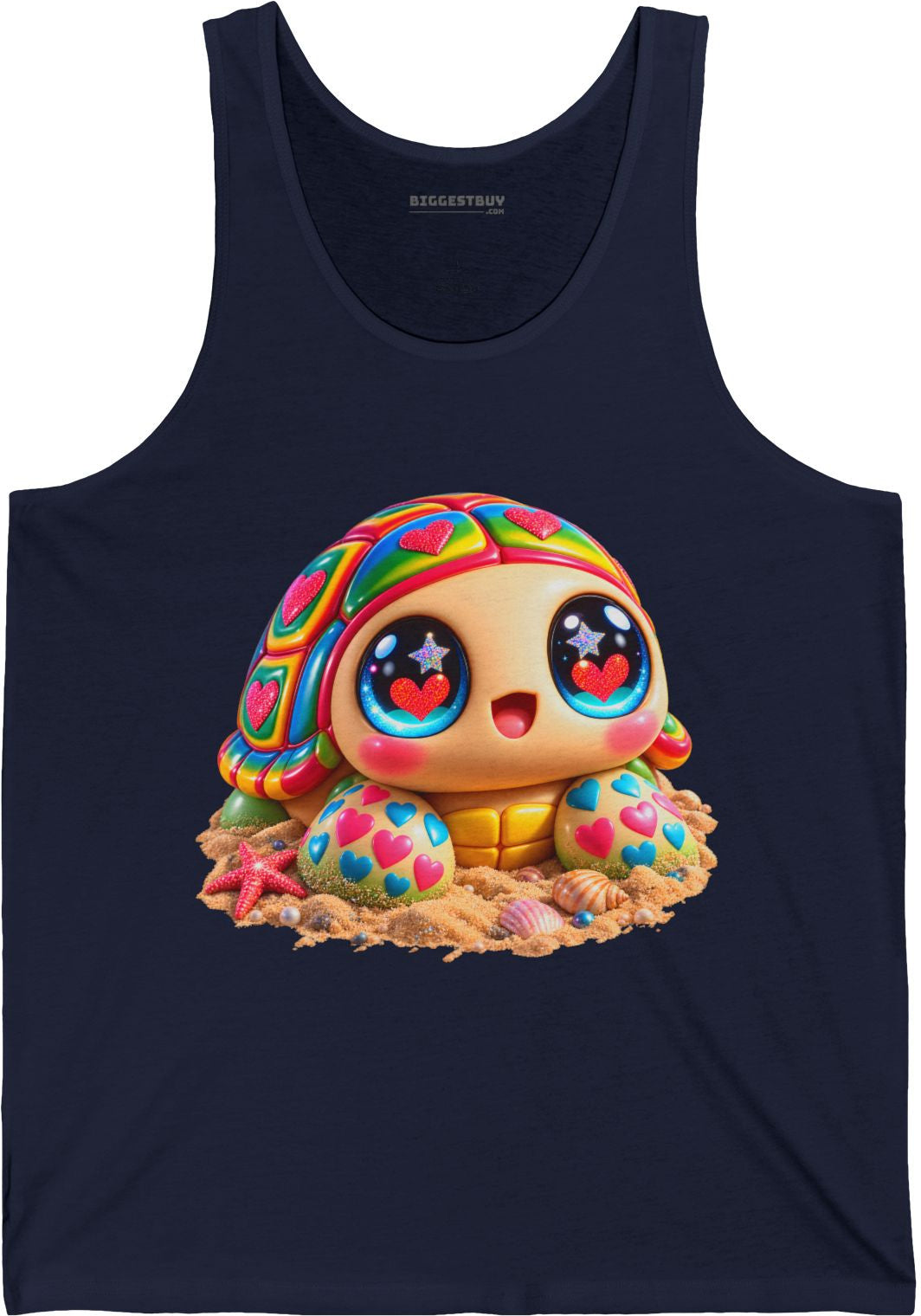 Heart-Tastic Shellie - Jersey Tank Top in Navy, front view