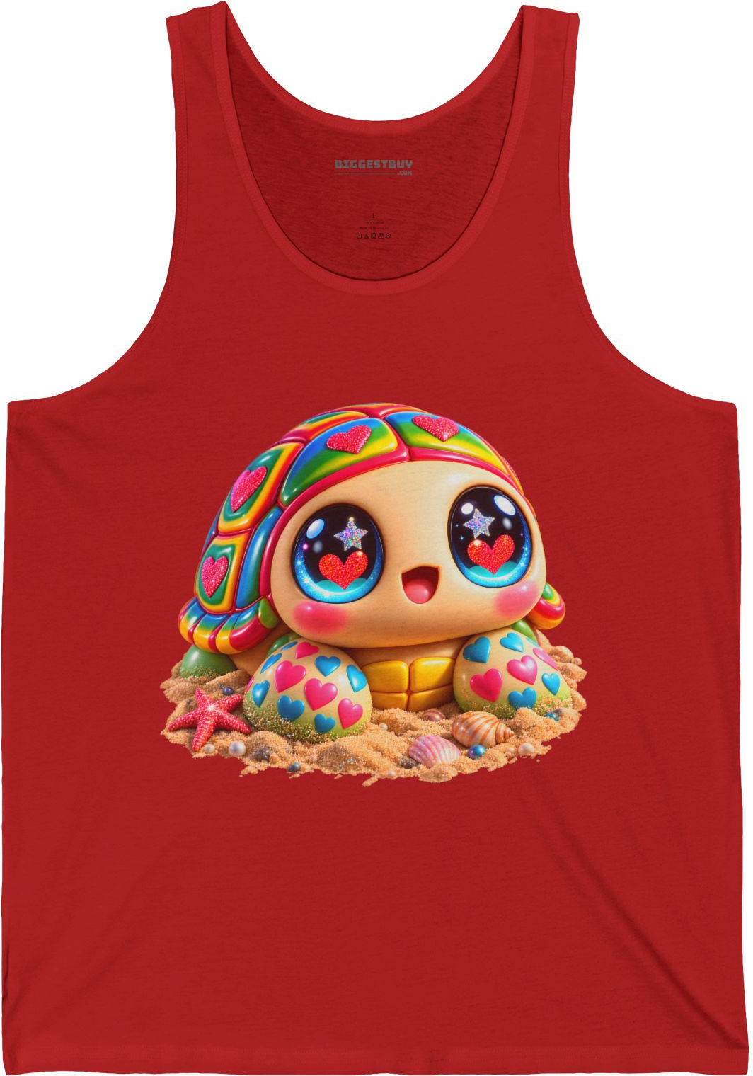 Heart-Tastic Shellie - Jersey Tank Top in Red, front view