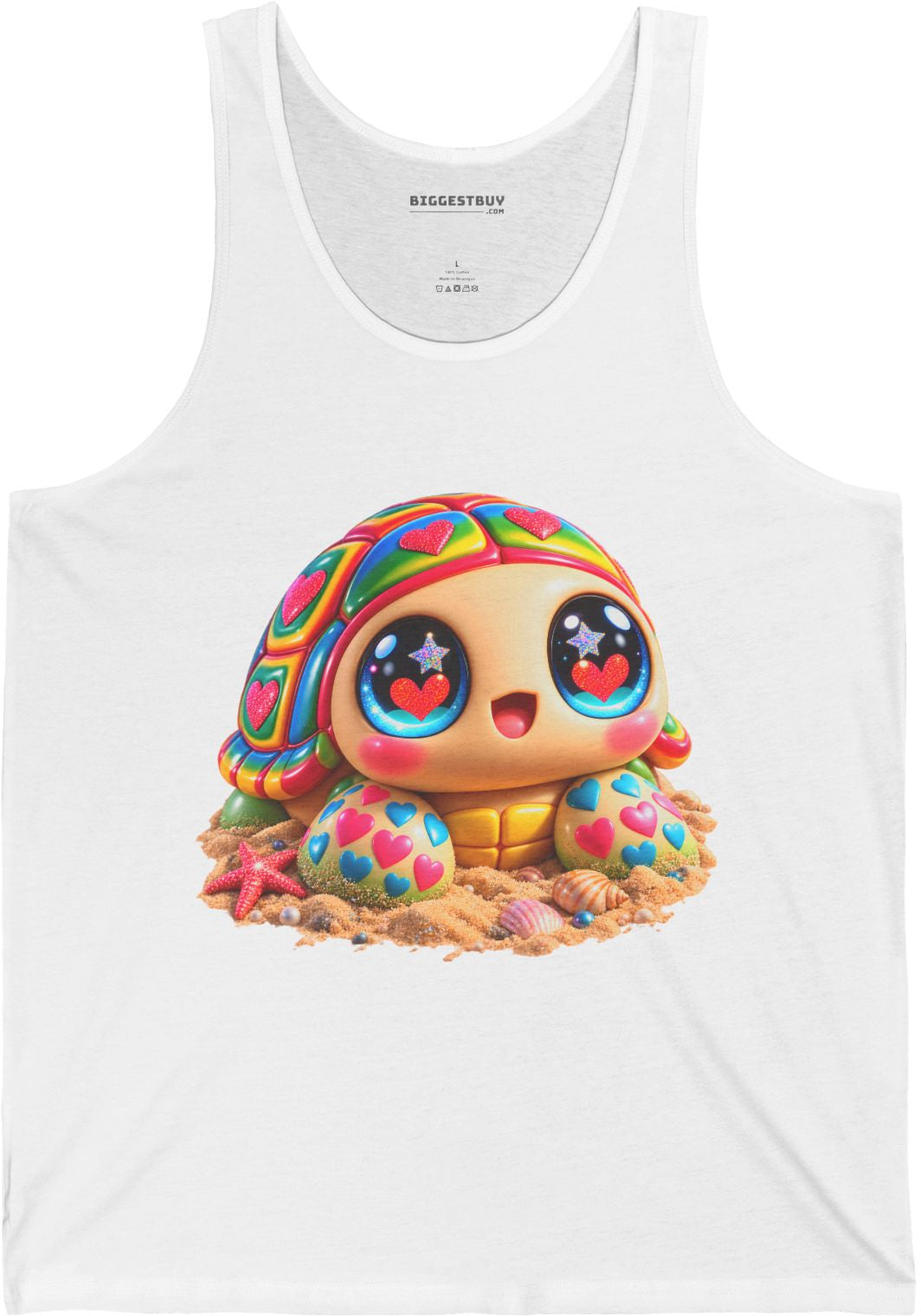 Heart-Tastic Shellie - Jersey Tank Top in White, front view