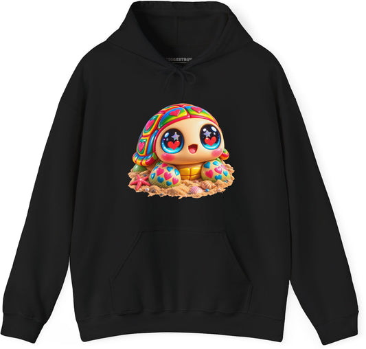 Heart-Tastic Shellie - Pullover Hoodie in Black, front view