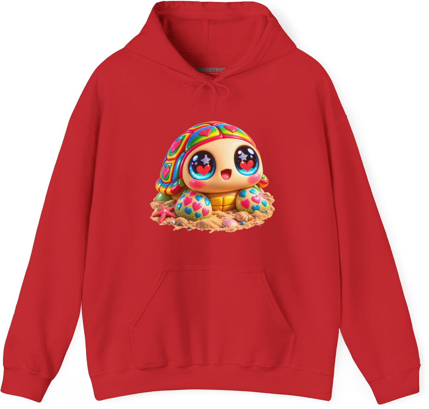Heart-Tastic Shellie - Pullover Hoodie in Red, front view