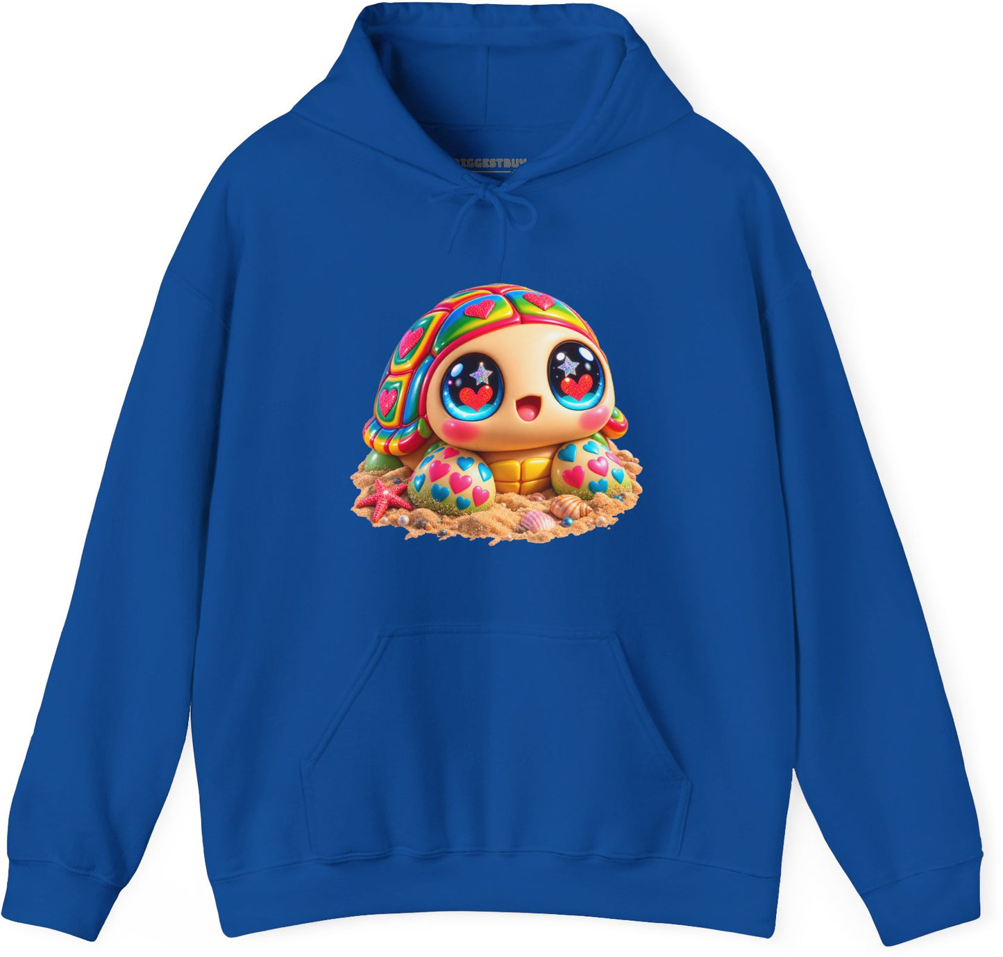 Heart-Tastic Shellie - Pullover Hoodie in Royal, front view