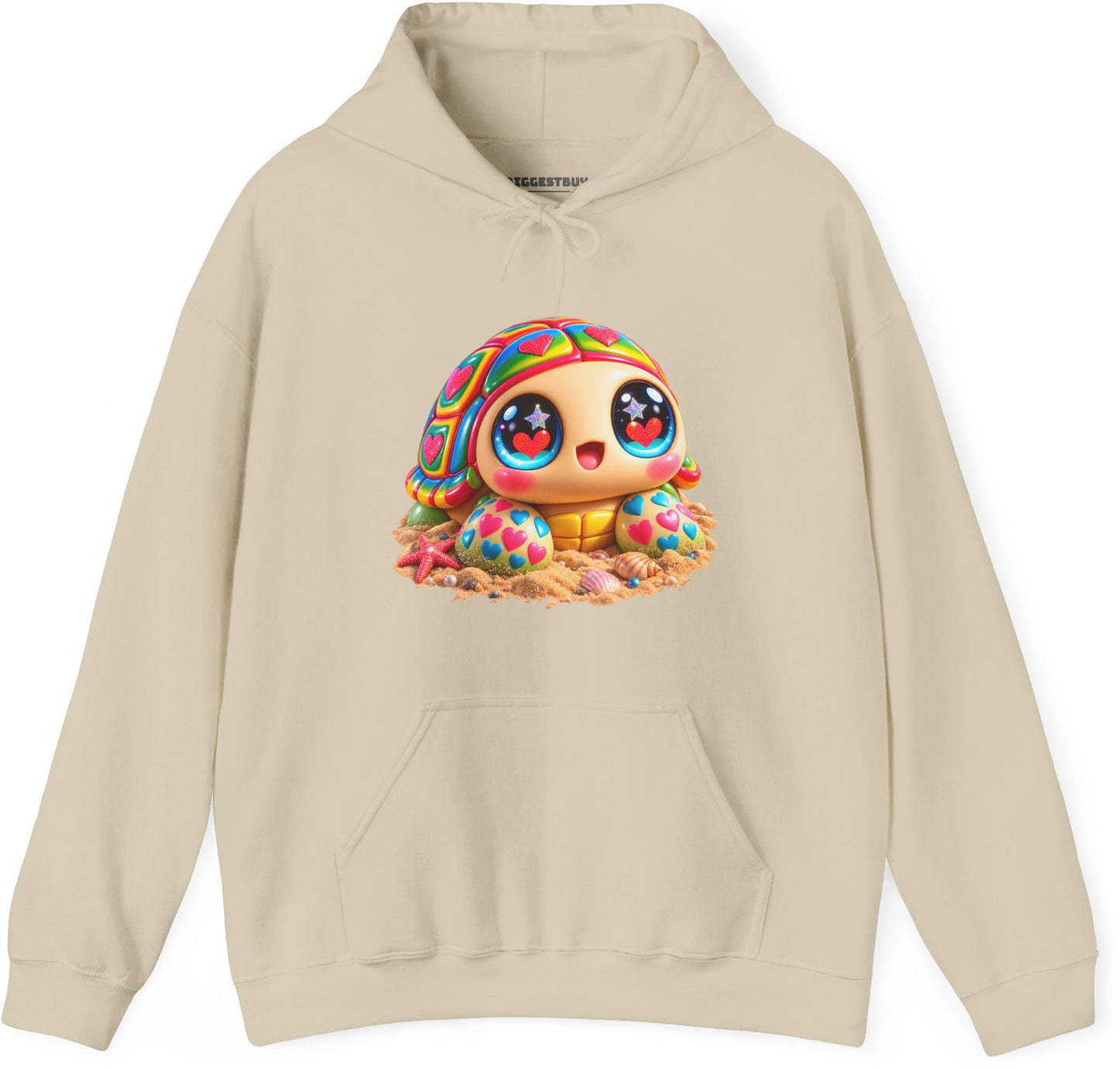 Heart-Tastic Shellie - Pullover Hoodie in Sand, front view