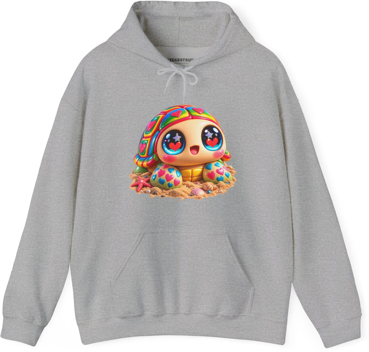 Heart-Tastic Shellie - Pullover Hoodie in Sport Grey, front view