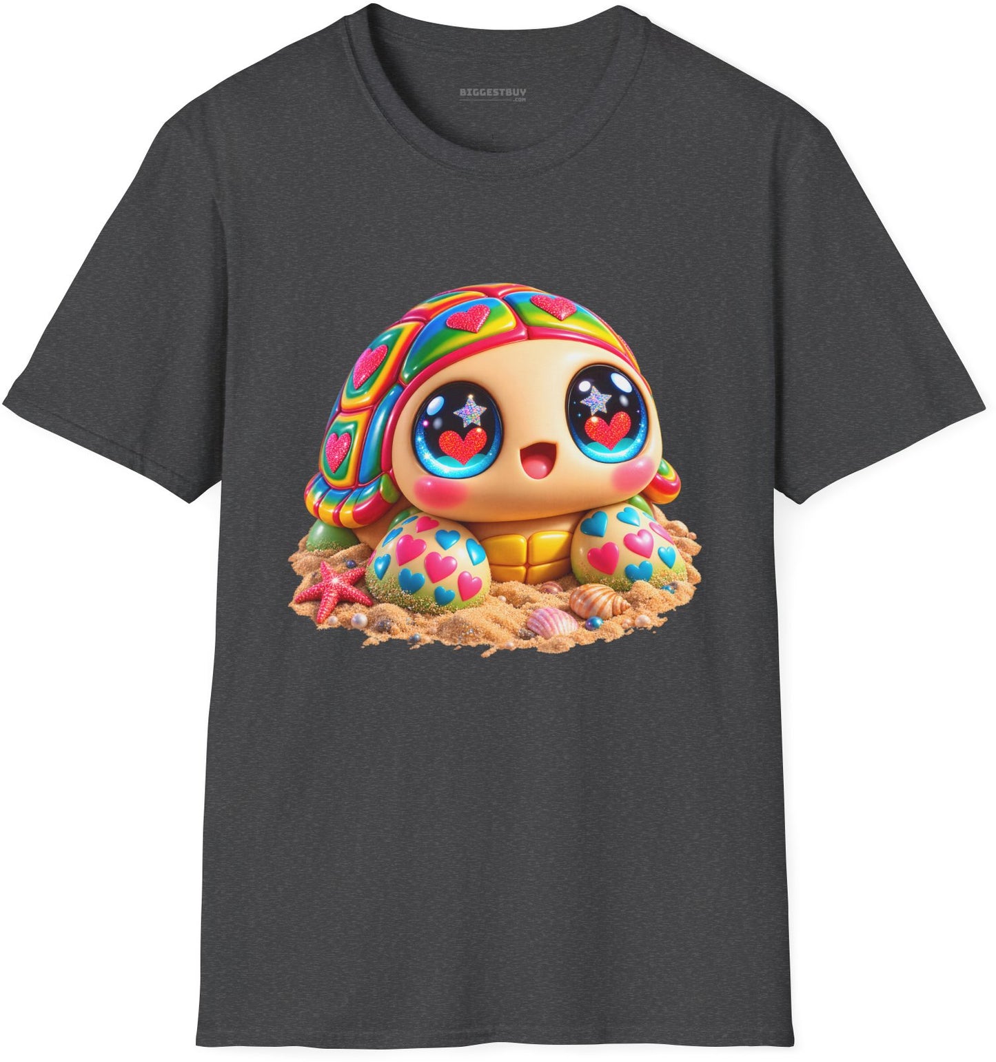 Heart-Tastic Shellie - Softstyle T-Shirt in Dark Heather, front view