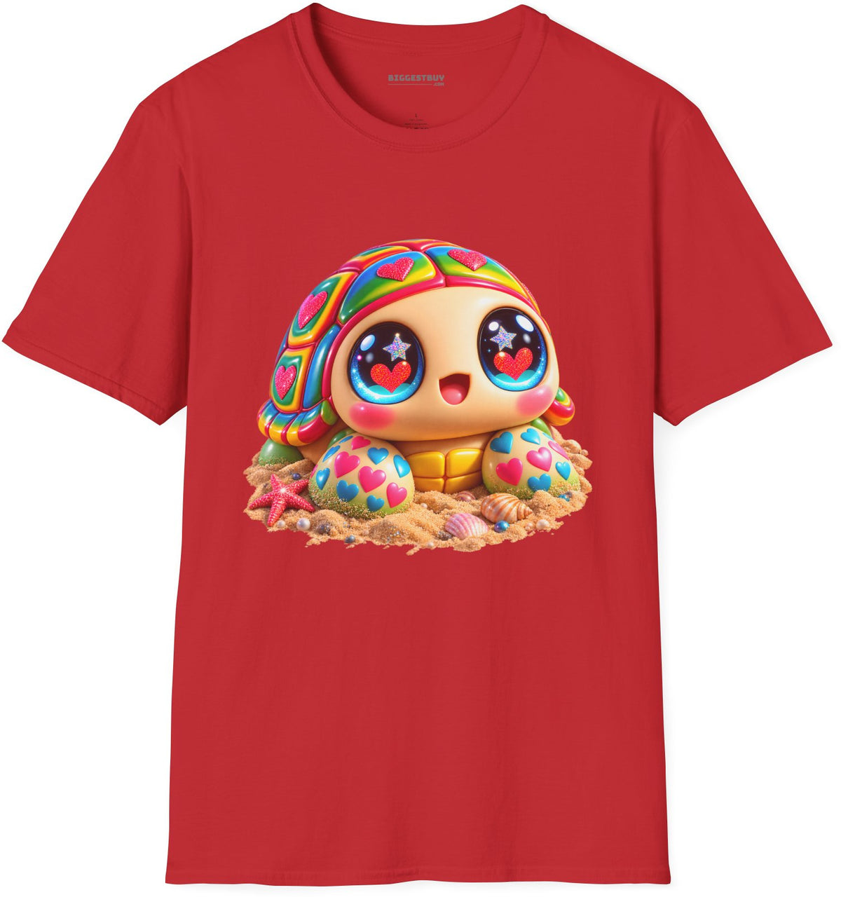 Heart-Tastic Shellie - Softstyle T-Shirt in Red, front view