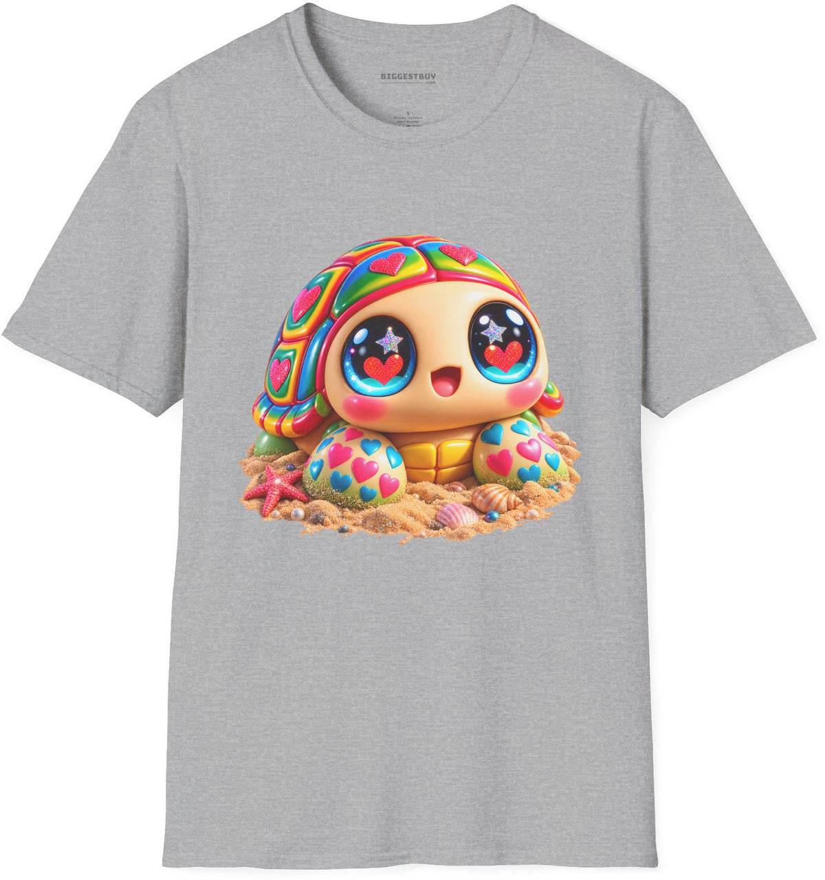 Heart-Tastic Shellie - Softstyle T-Shirt in Sport Grey, front view