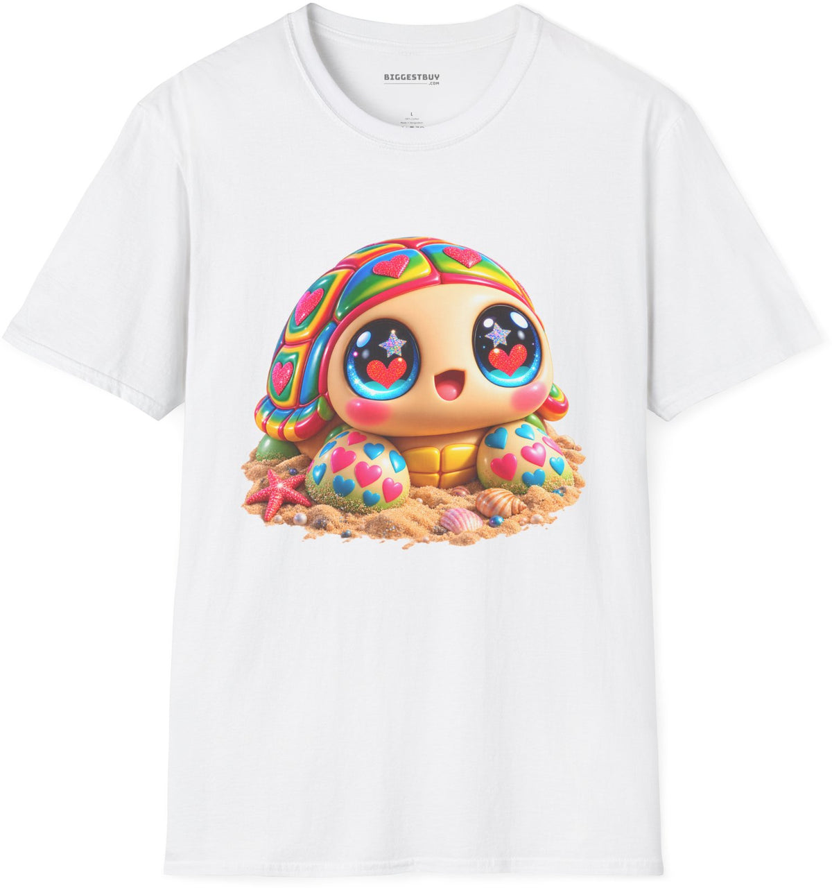 Heart-Tastic Shellie - Softstyle T-Shirt in White, front view