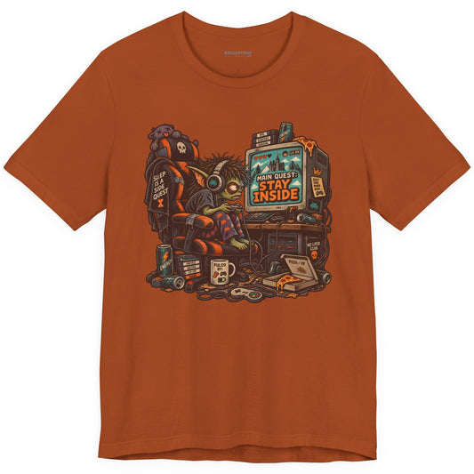 Indoor Quest - Classic Jersey Tee in Autumn, front view