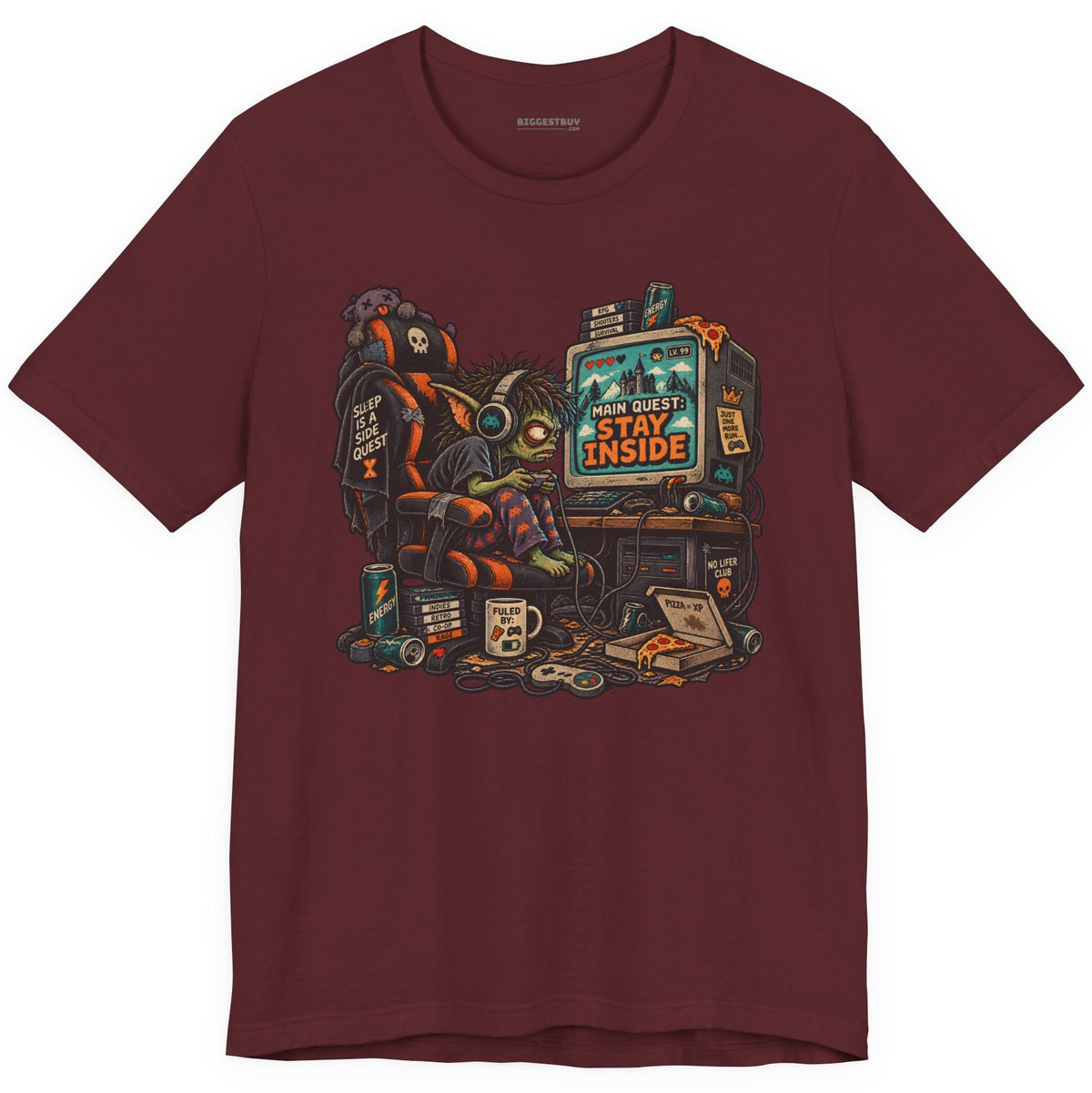 Indoor Quest - Classic Jersey Tee in Maroon, front view