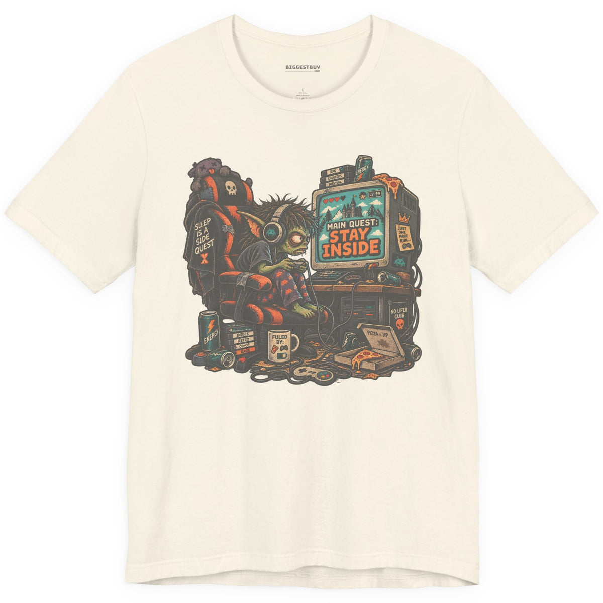 Indoor Quest - Classic Jersey Tee in Natural, front view
