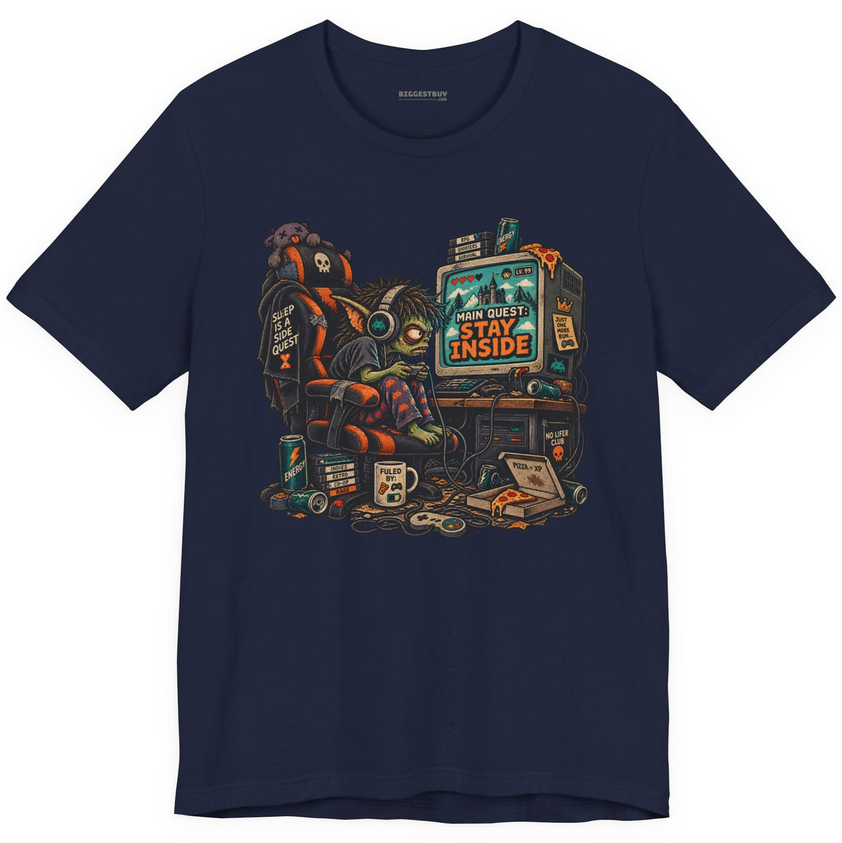 Indoor Quest - Classic Jersey Tee in Navy, front view