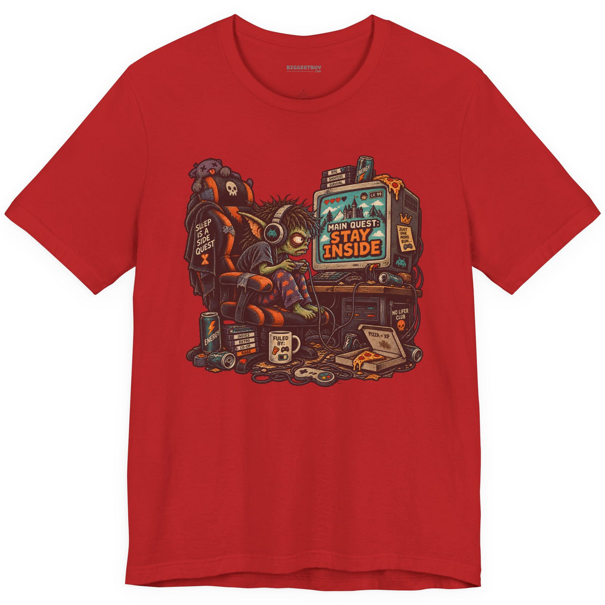 Indoor Quest - Classic Jersey Tee in Red, front view