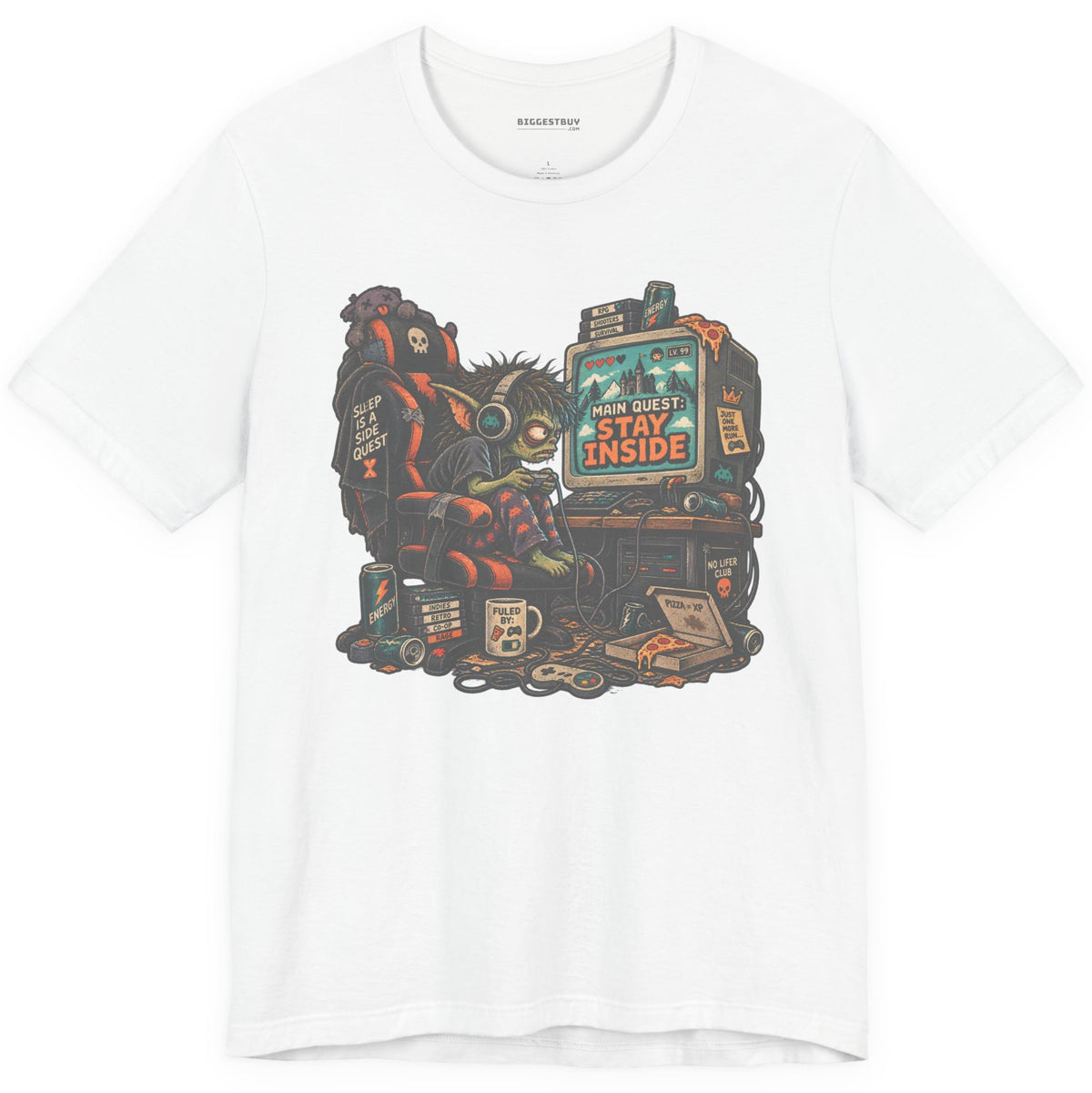 Indoor Quest - Classic Jersey Tee in White, front view