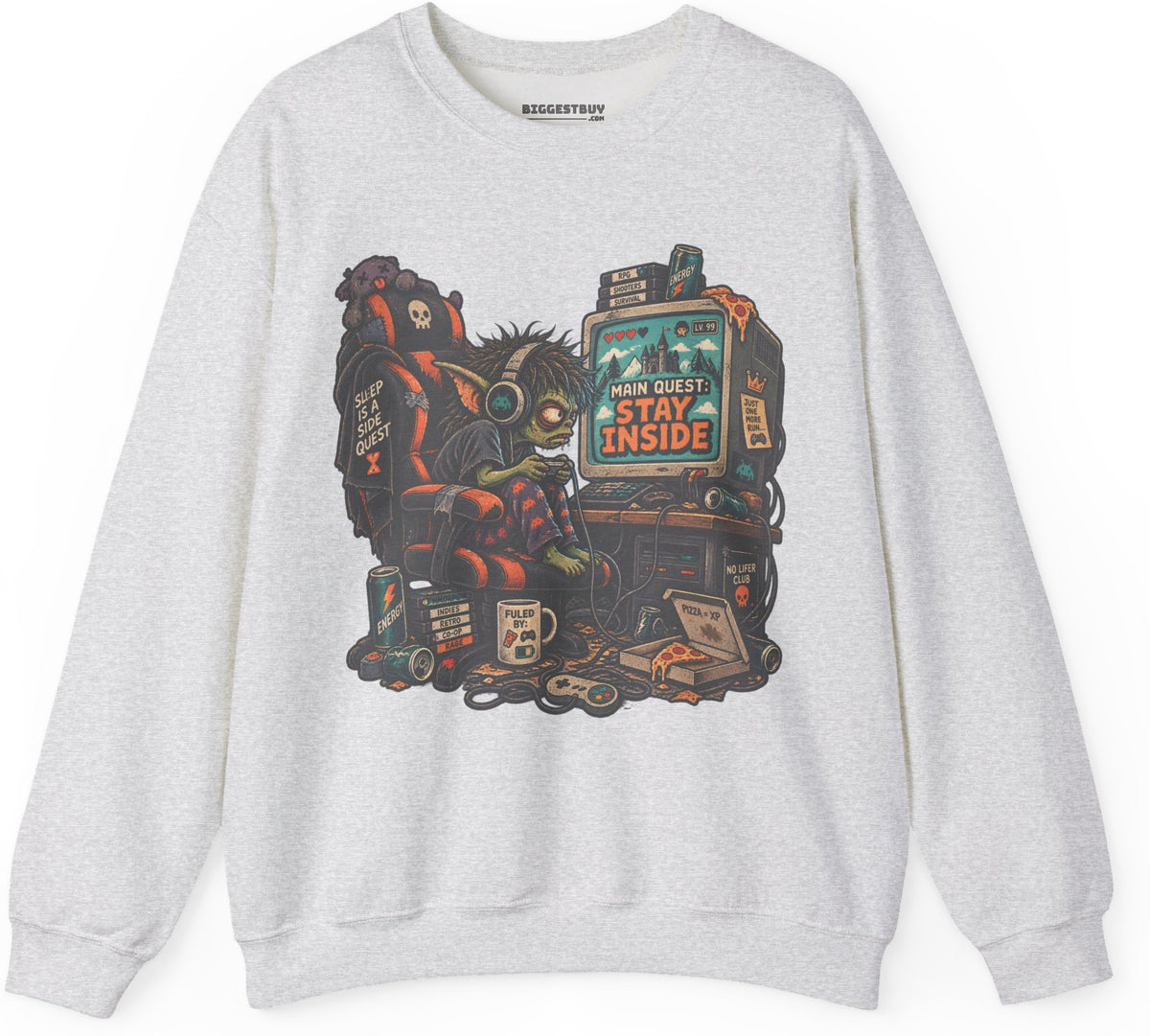 Indoor Quest - Crewneck Sweatshirt in Ash, front view
