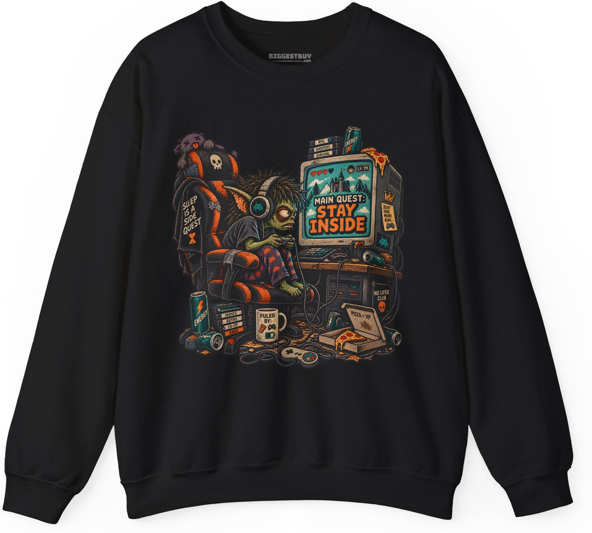 Indoor Quest - Crewneck Sweatshirt in Black, front view
