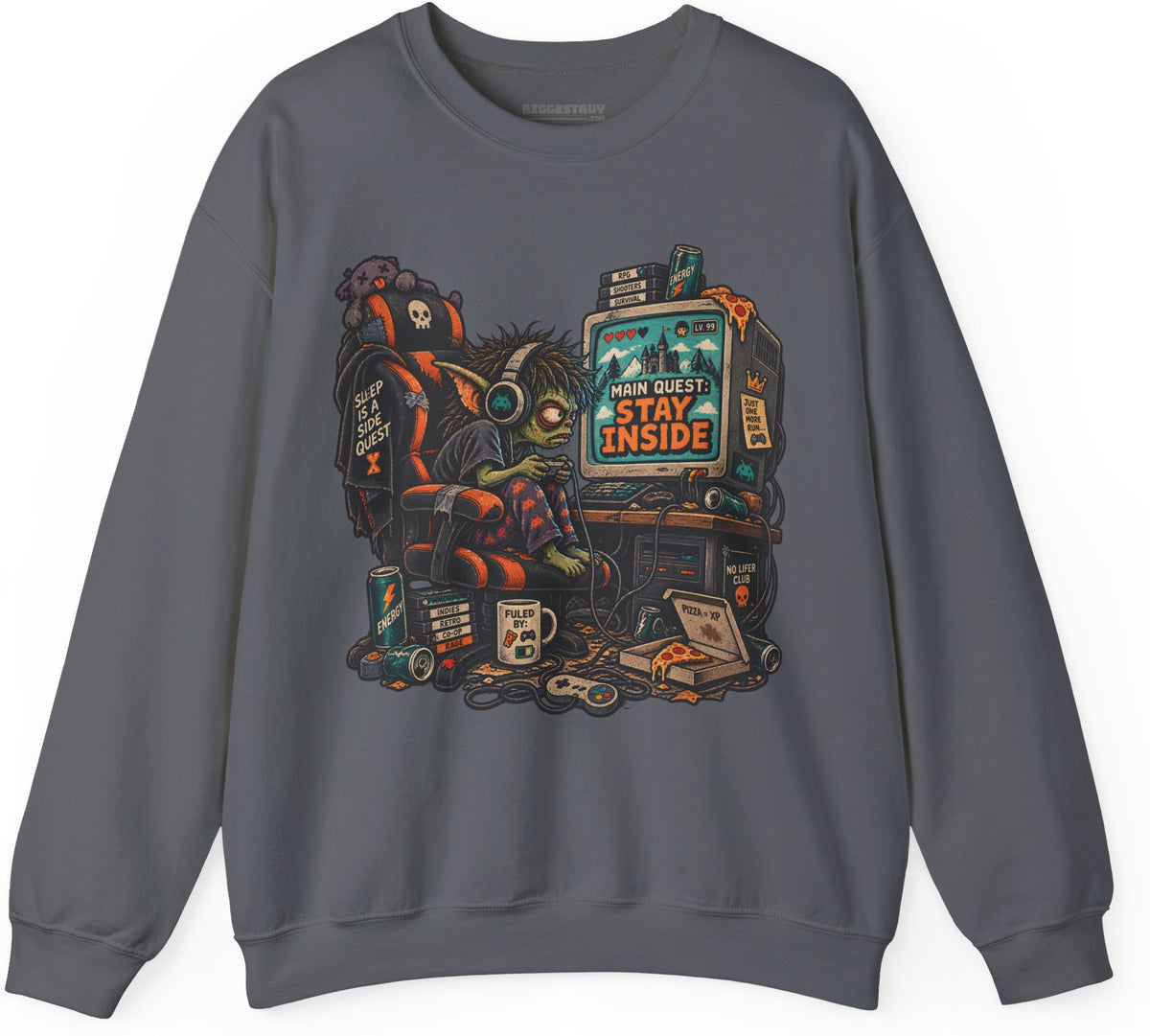 Indoor Quest - Crewneck Sweatshirt in Charcoal, front view