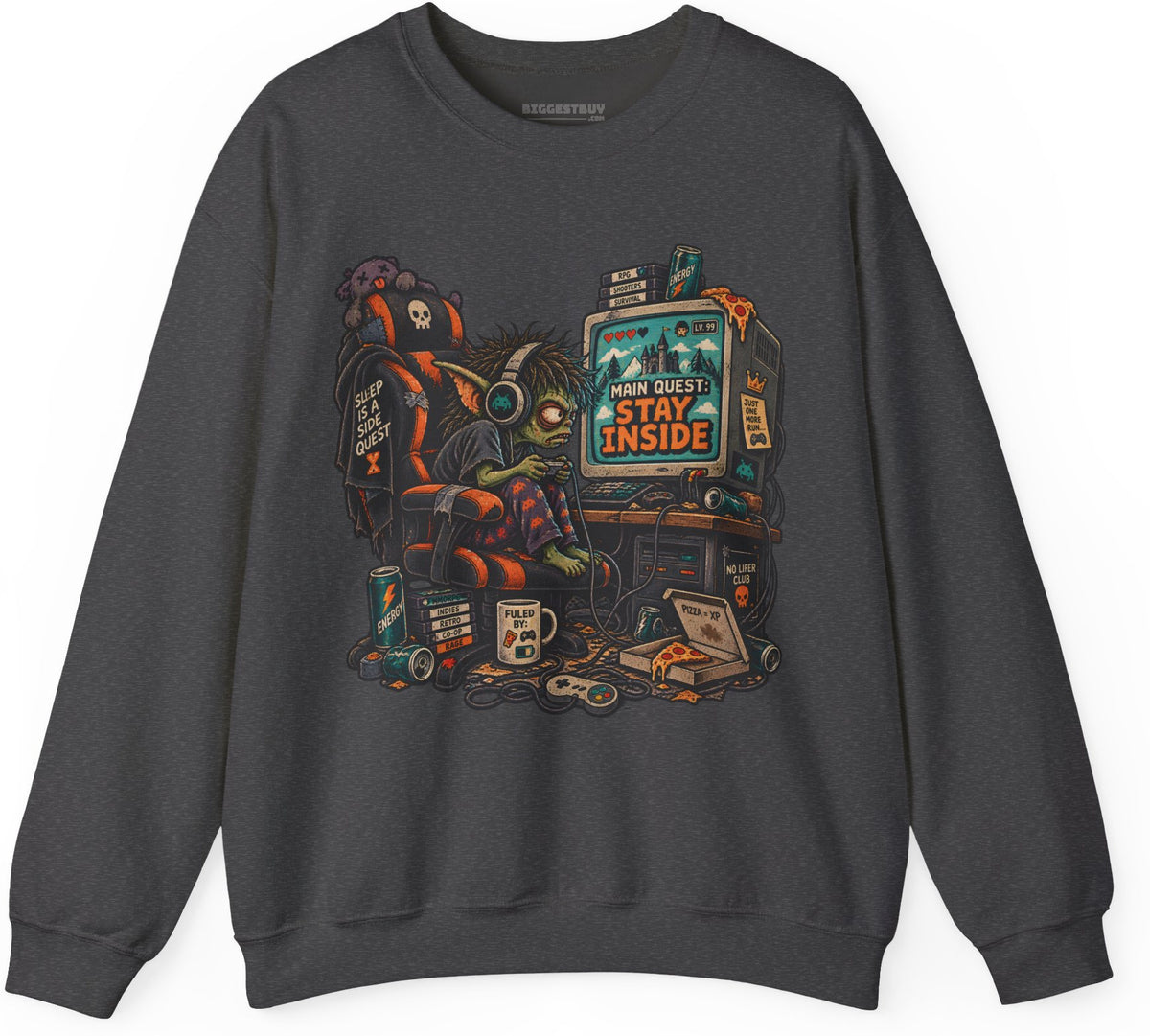 Indoor Quest - Crewneck Sweatshirt in Dark Heather, front view