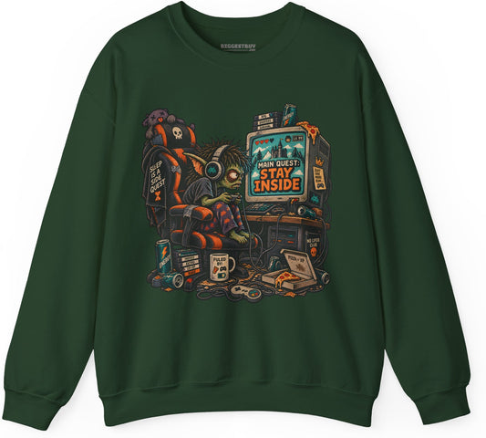 Indoor Quest - Crewneck Sweatshirt in Forest Green, front view