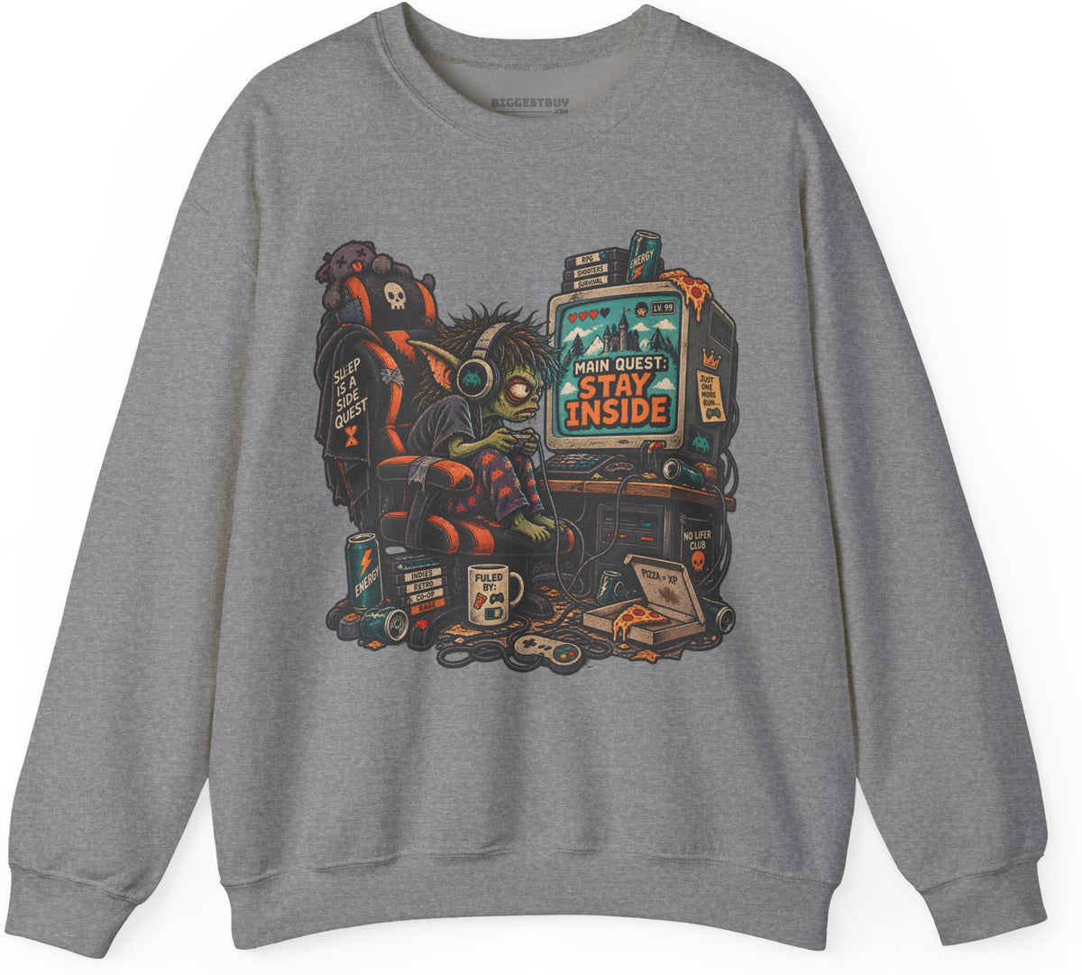 Indoor Quest - Crewneck Sweatshirt in Graphite Heather, front view